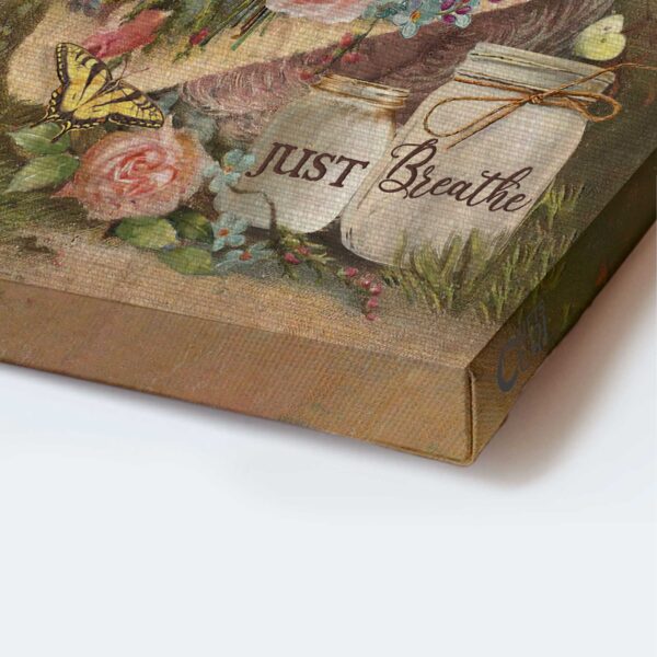 Christian Home Decor Gift Set – Jesus Portrait Yellow Butterfly & Just Breathe Poster