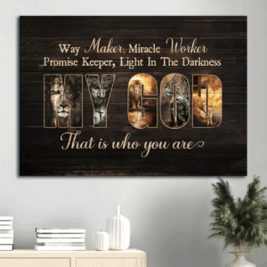 Jesus Landscape Poster: Lion of Judah & Lamb of God - Christian Home Decor Gift