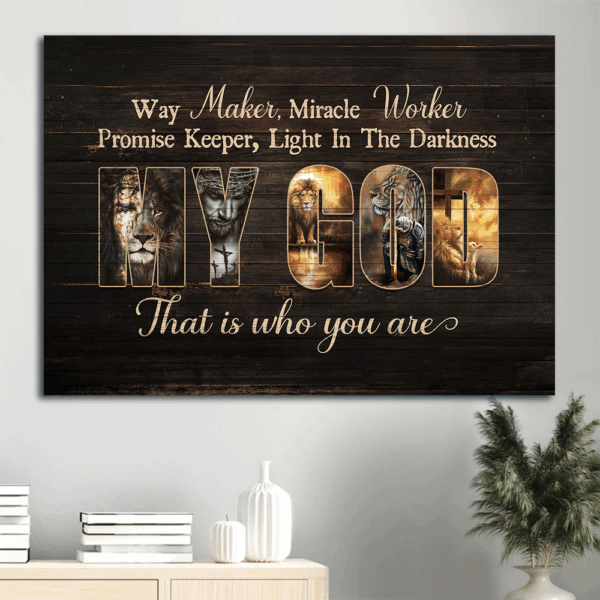 Jesus Landscape Poster: Lion of Judah & Lamb of God – Christian Home Decor Gift