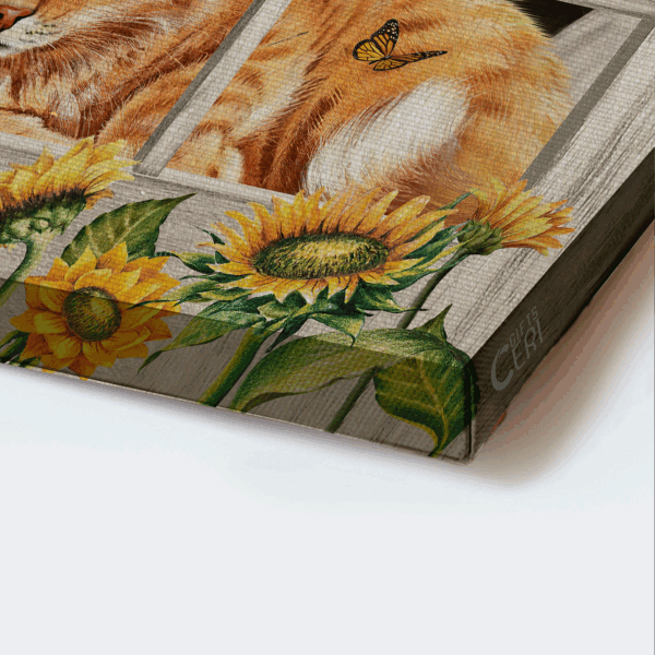 Jesus Landscape Poster Home Decor Gift – Orange Tabby Cat Sunflower Painting White Window – Gift For Christian – Simply Blessed