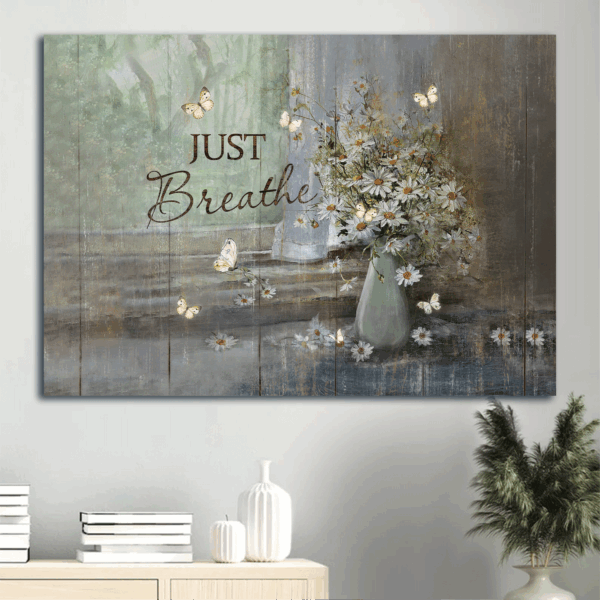 Vintage Flower Vase Jesus and Daisy Flower Poster Home Decor Gift for Christian – Just Breathe Landscape
