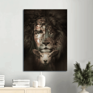Jesus Painting Poster: Lion of Judah & Lamb of God Home Decor Gift for Christian - Wall Art Prints