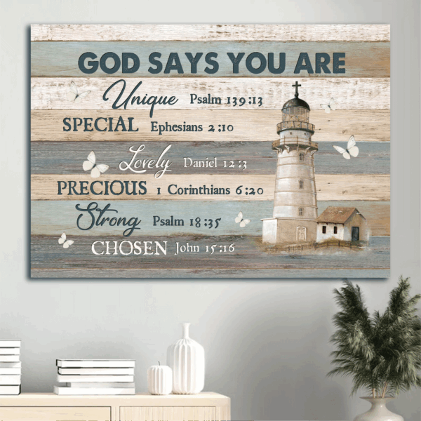 Unique Jesus Landscape Poster Home Decor Gift – Light House Butterfly Wood Texture – Perfect Gift for Christians