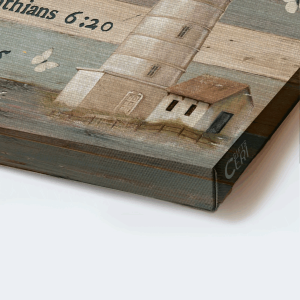 Unique Jesus Landscape Poster Home Decor Gift – Light House Butterfly Wood Texture – Perfect Gift for Christians