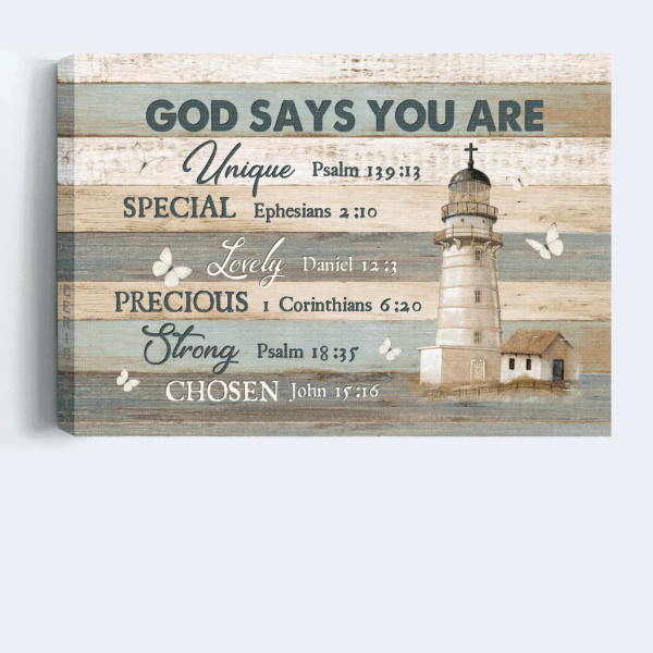 Unique Jesus Landscape Poster Home Decor Gift – Light House Butterfly Wood Texture – Perfect Gift for Christians