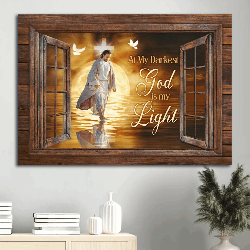 Jesus Walking on Water Sunset Poster – Christian Home Decor Gift for Light in Darkness Jesus Walking on Water Sunset Poster – Christian Home Decor Gift for Light in Darkness