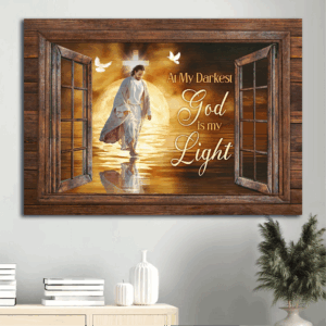 Jesus Walking on Water Sunset Poster - Christian Home Decor Gift for Light in Darkness