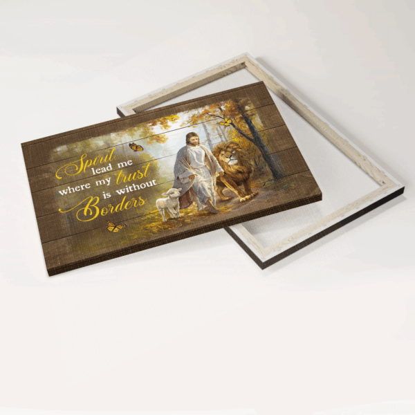 Jesus Landscape and Lion Painting Poster Home Decor Gift for Christians – Spirit Lead Me Without Borders