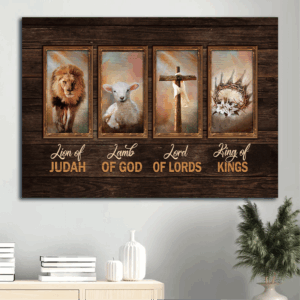 Christian Home Decor Gift: Jesus Landscape & Lion King Poster - Lamb of God Crown of Thorns Lord of Lords Lion of Judah