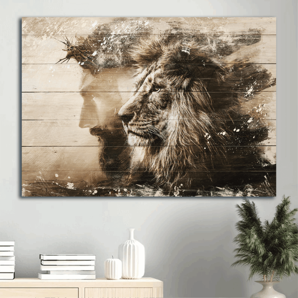 Jesus and Lion of Judah Poster Home Decor Gift for Christians Jesus and Lion of Judah Poster Home Decor Gift for Christians