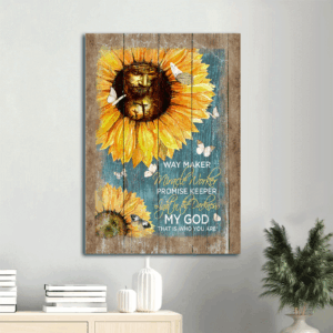 Christian Home Decor Gift: Jesus Portrait Poster with Sunflower and Butterfly  Poster Home Decor Gift - Way Maker Promise Keeper My Savior