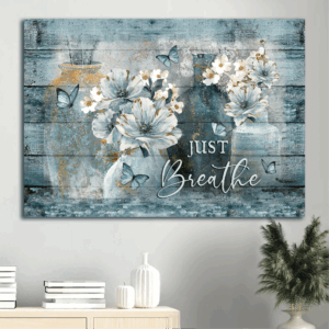 Vintage Christian Home Decor: Jesus Landscape Camellia Painting Blue Butterfly Poster Gift