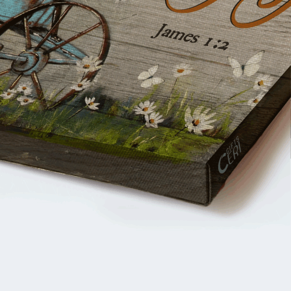 Vintage Flower & Christian Gifts: Jesus Landscape Flower Cart Today I Choose Joy Poster Home Decor