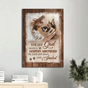 Jesus Portrait Poster Home Decor Gift - German Shepherd Christian Wall Art