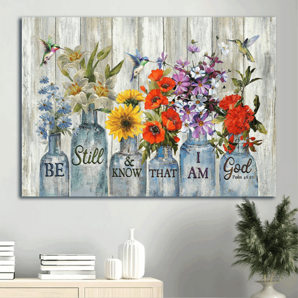 Vintage Flower & Hummingbird Still Life Painting Poster – Christian Home Decor Gift: Be Still And Know I Am God Vintage Flower & Hummingbird Still Life Painting Poster – Christian Home Decor Gift: Be Still And Know I Am God