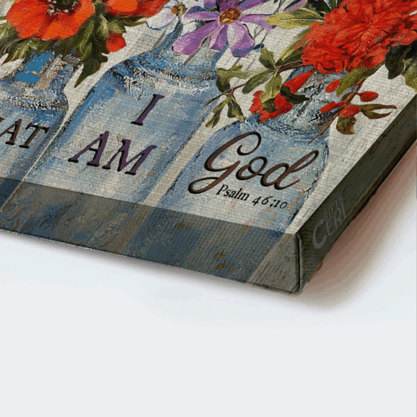 Vintage Flower & Hummingbird Still Life Painting Poster – Christian Home Decor Gift: Be Still And Know I Am God