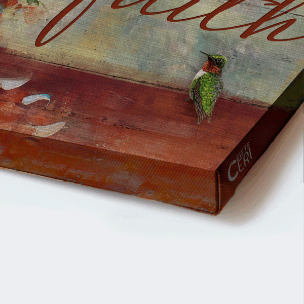 Vintage Jesus Landscape Poster Home Decor Gift – Christian Still Life Painting with Hummingbird and Flower Vase – Just Have Faith