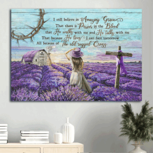 Jesus Landscape Poster - Lavender Field Home Decor Gift for Christian - Amazing Grace
