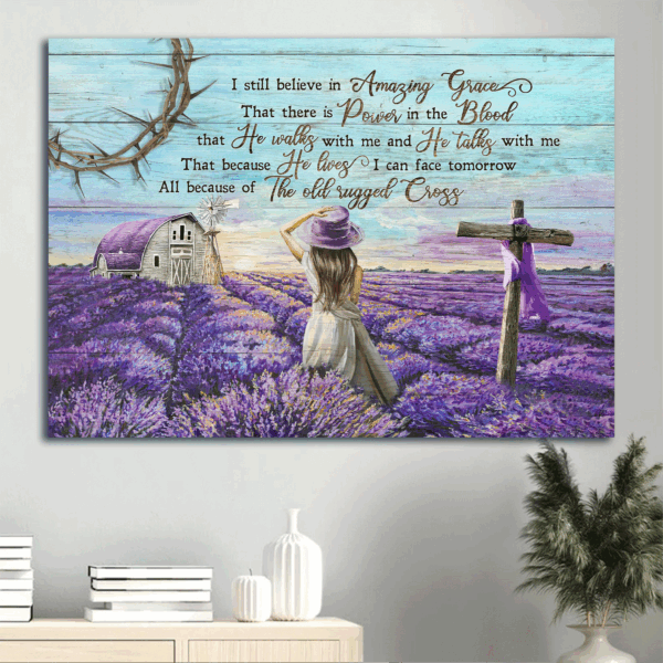 Jesus Landscape Poster – Lavender Field Home Decor Gift for Christian – Amazing Grace
