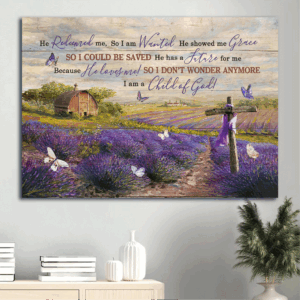 Christian Home Decor Gift: Lavender Field & Barn House Landscape Poster - Child of God Gift