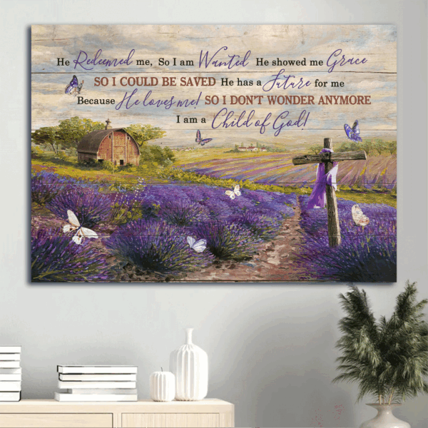Christian Home Decor Gift: Lavender Field & Barn House Landscape Poster – Child of God Gift