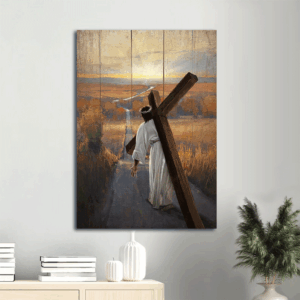 Christian Home Decor Gift: Jesus Portrait Poster - The Rugged Cross Road to Emmaus Walking with Jesus - Christian Wall Art Prints