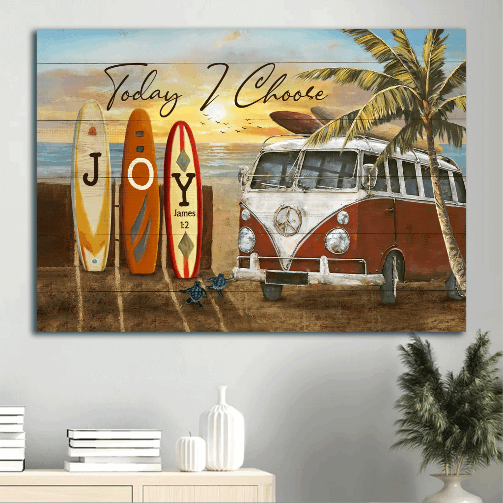 Vintage Bus Sunset Jesus Landscape Poster – Summer Vibe Christian Gift – Today I Choose Joy Home Decor Vintage Bus Sunset Jesus Landscape Poster – Summer Vibe Christian Gift – Today I Choose Joy Home Decor