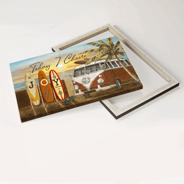 Vintage Bus Sunset Jesus Landscape Poster – Summer Vibe Christian Gift – Today I Choose Joy Home Decor