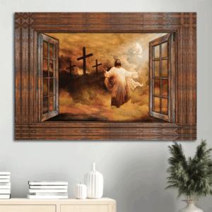 Jesus Landscape Poster Home Decor Gift - Christian Wall Art with The Rugged Cross and Heaven s Light - Perfect Gift for Christians