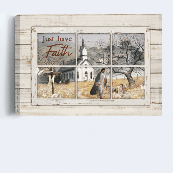 Vintage Jesus Landscape and Peace Painting Poster Home Decor Gift – Walking With Jesus Gift For Christian – Just Have Faith
