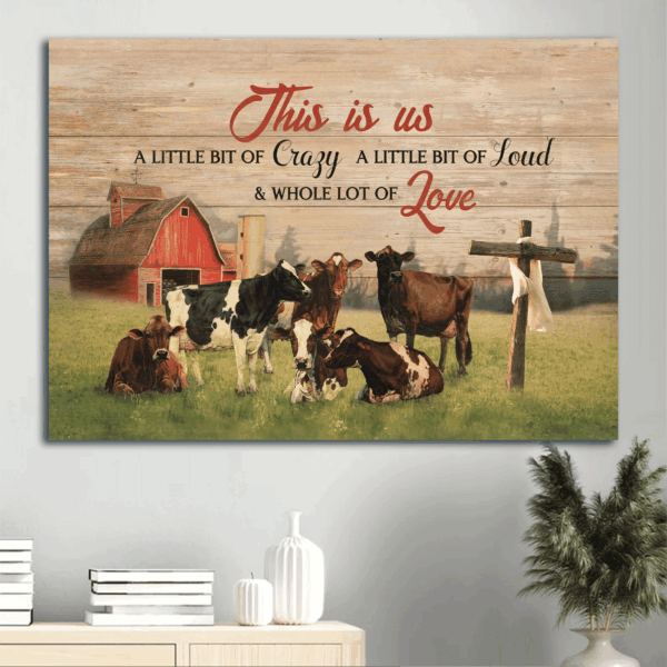 Jesus Farm Life Landscape Poster – Countryside Cow Painting Home Decor Gift for Christian