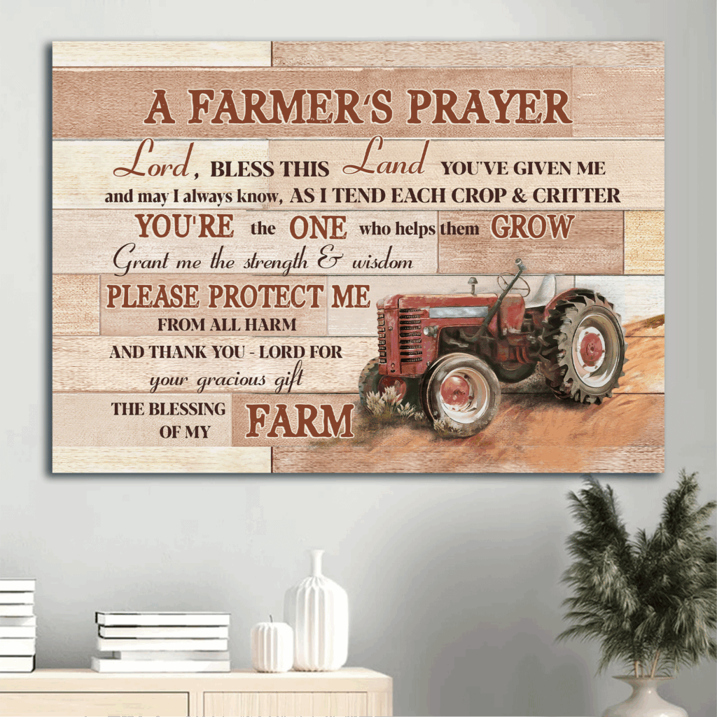 Christian Farm Landscape Poster Home Decor Gift – Red Truck Farmer s Prayer – Gift for Christian Christian Farm Landscape Poster Home Decor Gift – Red Truck Farmer s Prayer – Gift for Christian