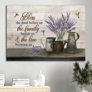 Blessed Jesus Landscape & Hummingbird Poster - Lavender Home Decor Gift for Christians