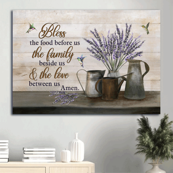 Blessed Jesus Landscape & Hummingbird Poster – Lavender Home Decor Gift for Christians