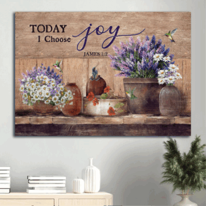 Christian Home Decor: Jesus Lavender Vase & Hummingbird Poster Gift - Choose Joy Today