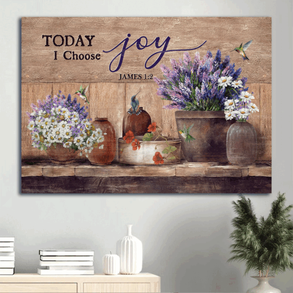 Christian Home Decor: Jesus Lavender Vase & Hummingbird Poster Gift – Choose Joy Today