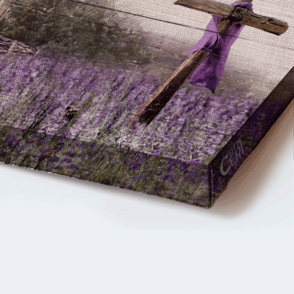 Jesus Landscape Poster – Lavender Farm Wooden Cross Purple Sky Home Decor Gift for Christian – Amazing Grace