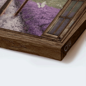 Jesus Landscape Poster - Lavender Field Forest & Cross Drawing - Christian Home Decor Gift 1