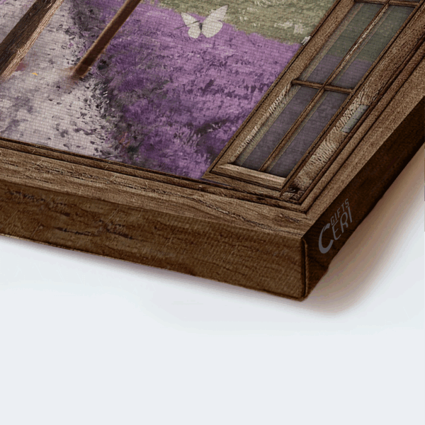 Jesus Landscape Poster – Lavender Field Forest & Cross Drawing – Christian Home Decor Gift