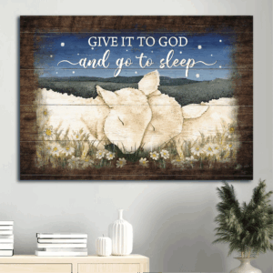 Jesus Lambs Painting Landscape Poster Home Decor Gift - Beautiful Night Field Art for Christian