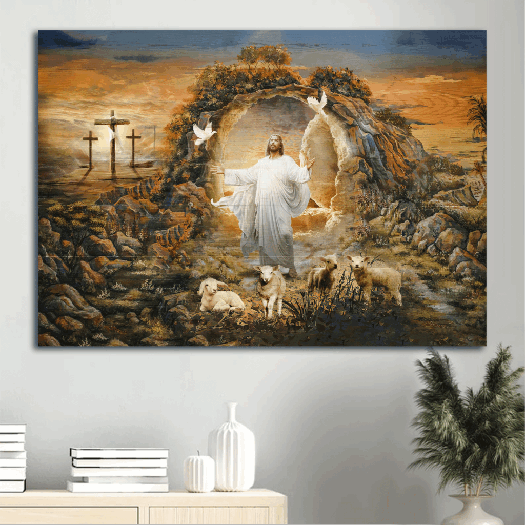 Jesus Landscape Poster Home Decor Gift – Lambs of God Door to Heaven Peaceful Place – Perfect Gift for Christian Jesus Landscape Poster Home Decor Gift – Lambs of God Door to Heaven Peaceful Place – Perfect Gift for Christian