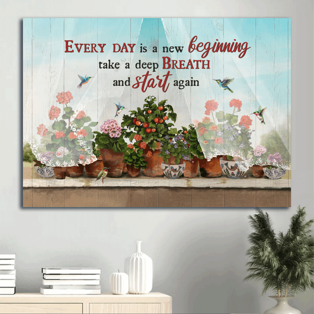 Christian Home Decor Gift: Jesus Landscape Poster with Kalanchoe Plant Cherry Tomato Flower Pots – Inspirational Gift Christian Home Decor Gift: Jesus Landscape Poster with Kalanchoe Plant Cherry Tomato Flower Pots – Inspirational Gift