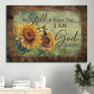 Stunning Jesus Landscape and Sunflower Hummingbird Poster - Perfect Christian Home Decor Gift