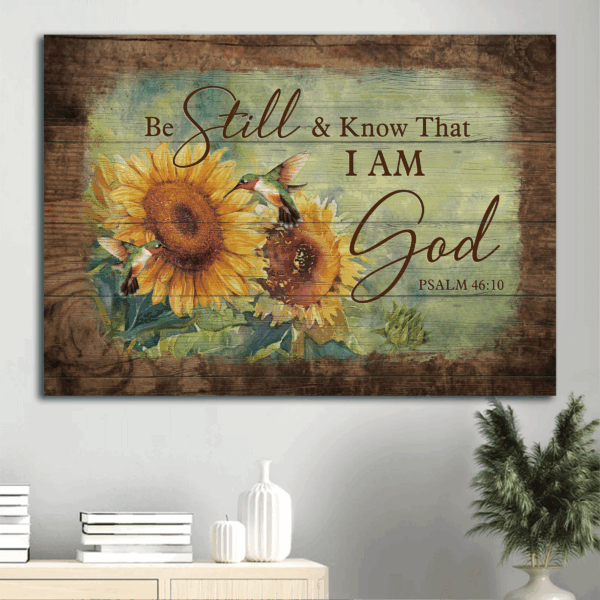 Stunning Jesus Landscape and Sunflower Hummingbird Poster – Perfect Christian Home Decor Gift