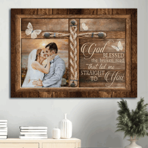 Jesus Landscape Sunset Poster - Unique Cross Home Decor Gift for Christian Couple on Valentine s Day