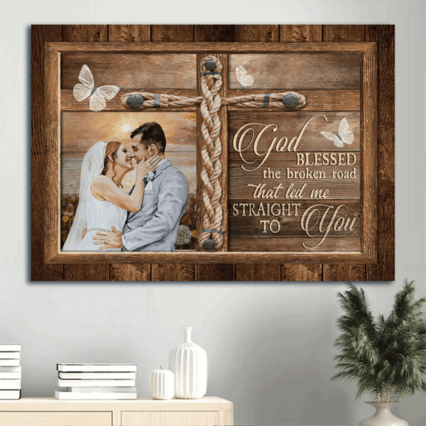 Jesus Landscape Sunset Poster – Unique Cross Home Decor Gift for Christian Couple on Valentine s Day