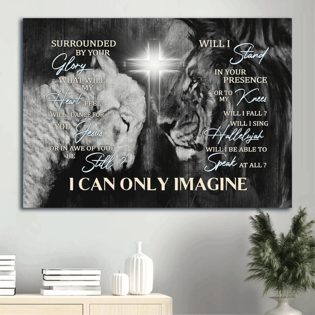 Christian Home Decor Gift: Jesus Landscape Poster – Lion of Judah Lamb of God Cross Light Black and White Painting Christian Home Decor Gift: Jesus Landscape Poster – Lion of Judah Lamb of God Cross Light Black and White Painting