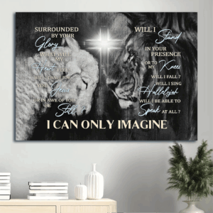 Christian Home Decor Gift: Jesus Landscape Poster - Lion of Judah Lamb of God Cross Light Black and White Painting