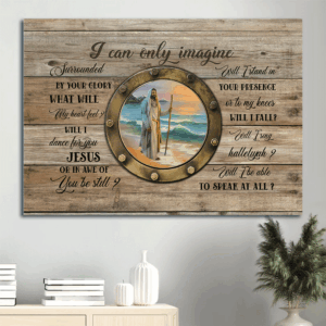 Christian Jesus Landscape Poster Home Decor Gift - Walking with Jesus on the Beach - Christian Wall Art Print