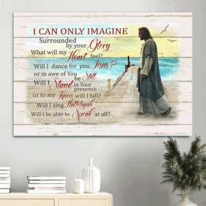 Jesus Walking on Beach Poster - Christian Home Decor Gift - Landscape Wall Art Print